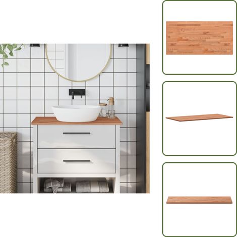 Meuble salle de bain - vidaXL Comptoir de salle de bain 80x40x1,5 cm bois massif de hêtre - Étagère bois (1/5)
