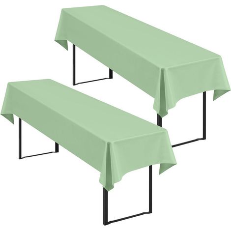 2er Set Biertischdecken Salbeigrün 250x100cm, pflegeleicht, waschbar