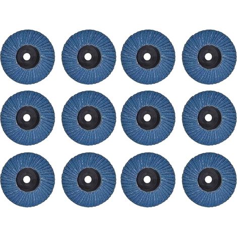 Lot de 12 Disques Abrasifs à Lamelles - 75 mm - Grain 120 - Métal, Acier, Bois - Bleu (1/5)