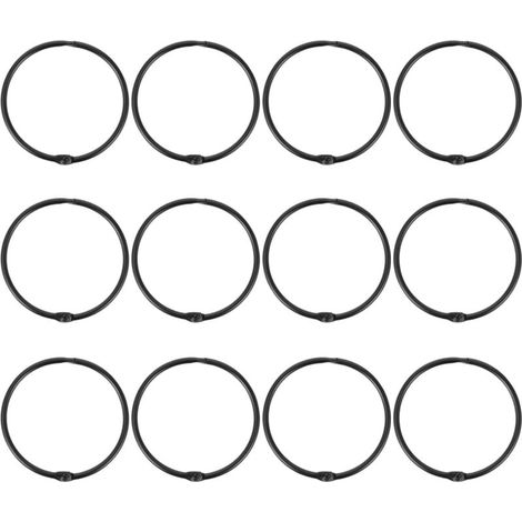 Lot de 12 anneaux de rideaux en métal, diamètre intérieur 50 mm, adaptés aux rideaux, rideaux de douche, noir (1/4)