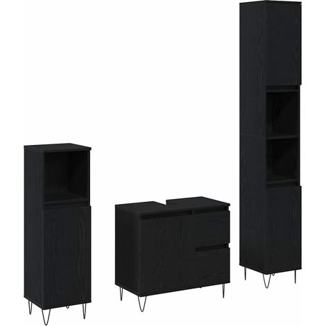 Maison Exclusive - Badezimmermöbel-Set 3 pcs Schwarz Eichen-Optik