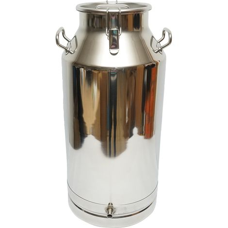 Brocca per latte in acciaio inox con coperchio da 50 litri con rubinetto per mungitrice per mucche Breckner Germany (1/5)