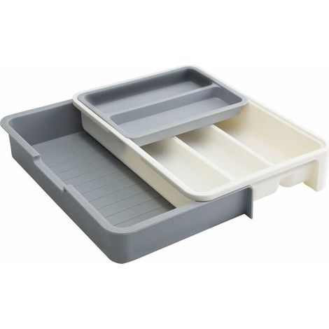 Besteckkasten, erweiterbarer und verstellbarer Besteckschubladen-Organizer für Küchenutensilien, 7 Fächer, BPA-freier Besteckeinsatz, vielseitige Aufbewahrungsmöglichkeit für Besteckschubladen - Crezu
