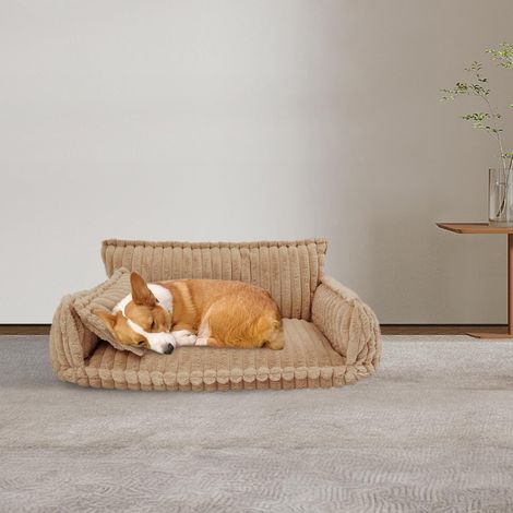 Hundebett Kleine Hunde, Waschbar aus Kaninchenplüsch, Flauschig Katzenbett mit Erhöhte Rändern, Hundesofa mit Kissen, Welpenbett, Hunde Hundekissen Katzensofa Hundekorb, 100x67x40cm (1/5)