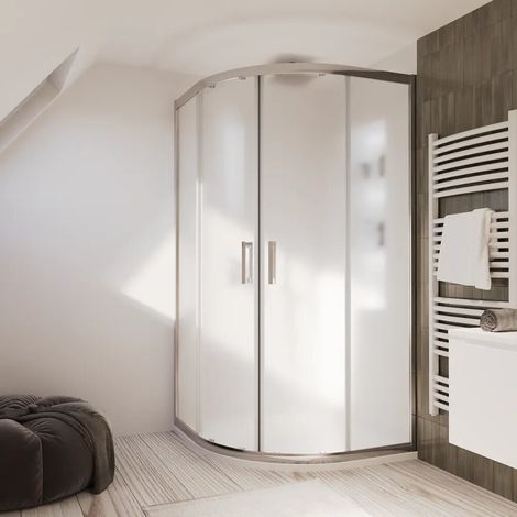 Cabine de douche 70 x 90 cm semi circulaire ouverture coulissante verre opaque 6 mm h 180 Java (1/4)