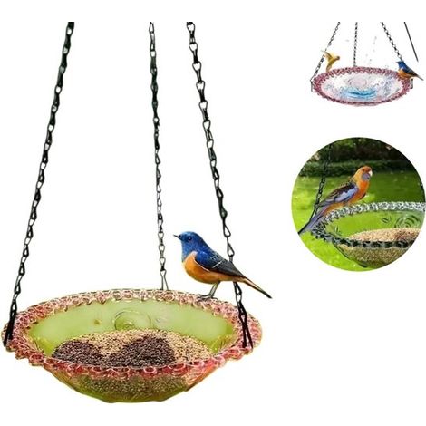 Vaschetta per uccelli sospesa per uso esterno (singola) Ciotola per cibo sospesa Mangiatoia sospesa Mangiatoia per uccelli come decorazione per giardino e terrazzo (1/5)