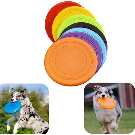 Frisbees pour chien lot de 7 de 17,8 cm - disques en caoutchouc pour dressage, coloris assortis (1/5)