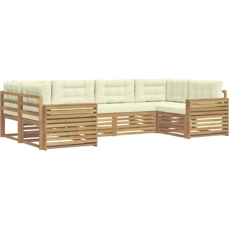 Conjunto de sofás de exterior 6 uds. Blanco y Crema vidaXL (1/5)