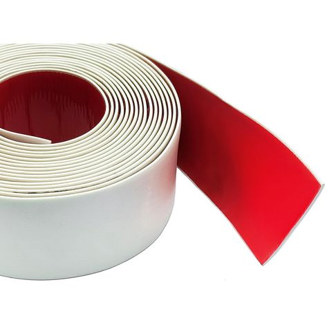 Baguette de fenêtre blanche - Largeur : 50 mm - 3 m - Barre plate - Profilé de finition - En plastique - Moulure décorative - Protection des bords - Protection murale - Profil de transition - Bandes (1/5)