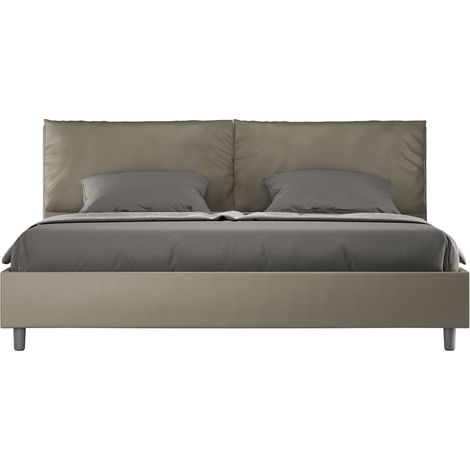 Letto matrimoniale king size contenitore imbottito 200x200 similpelle cappuccino Antea Large
