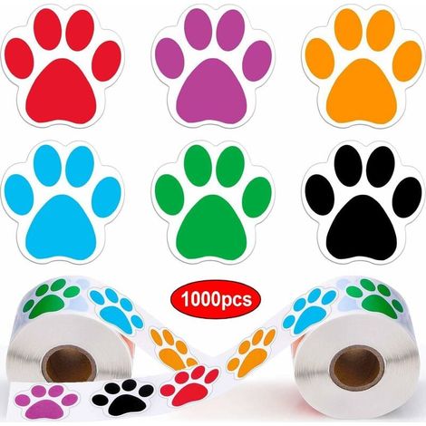 2 Rouleau de 1000 Pièces Coloré Empreinte De Patte Autocollants Chien Chat Ours Pet Empreinte Empreinte De Patte étiquettes Autocollants(Mixte 6 Couleurs)-Fei Yu (1/4)