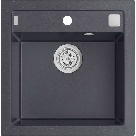 Alveus Formic - Fregadero de granito 52x51 cm, con control de desagüe, carbon 1107890