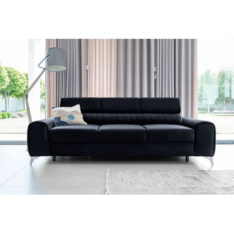Sofa 3-Sitzer mit Schlaffunktion Schlafsofa ELENI Stoff Monolith Dunkelblau (1/5)