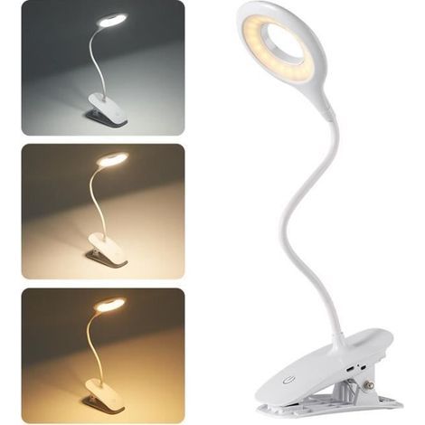40 LED Reading Lamp, Rechargeable Clip-On Desk Lamp with 3 Color Temperatures (1/4)