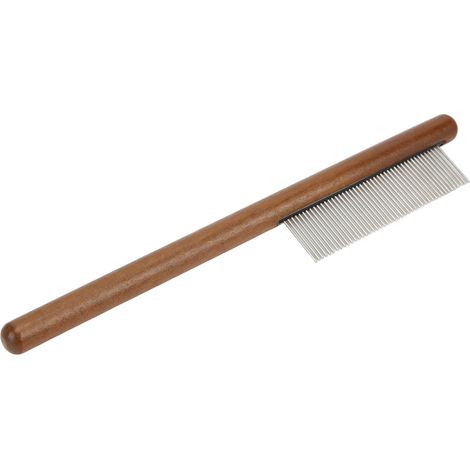 Peigne pour chats et chiens - Enlève les poils morts - Peigne en bois réutilisable pour animaux de compagnie (chats et chiens) - Dents denses (pour poils mi-longs) (1/5)