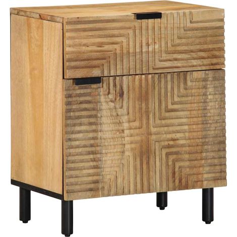 Table de chevet flottante-Table de nuit marron 50x33x60 cm bois de manguier massif 477872 (1/5)
