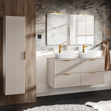 Badmöbel Set mit 120cm Waschtisch, 3-teilig, in Beige, ADELAIDE-56-CASHMERE (1/5)