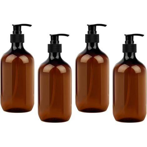 4-Piece Empty Shampoo Bottle Set, 500ml Soap Dispenser, PET Shower Gel Dispenser for Soaps, Lotions, Detergents, Liquids (1/5)