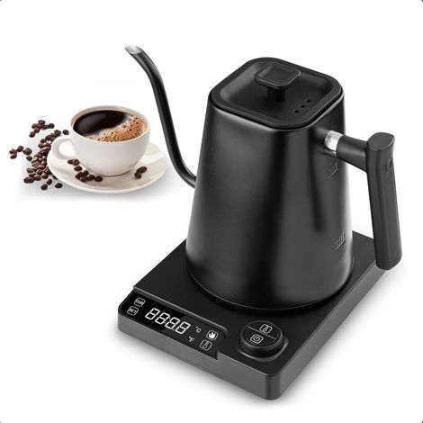Gooseneck Electric Kettle, Temperature Control, Keep Warm 1-24 H, Rapid Boil, 200W, 1L, BPA Free, LED Digital Display, for specialty coffee and tea