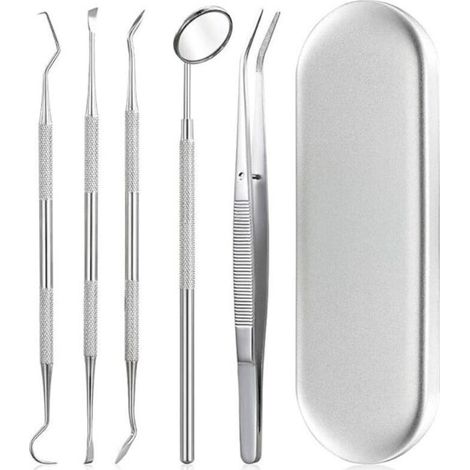 Zahnhygiene-Set – 5-teilig aus silberfarbenem Edelstahl (1/5)
