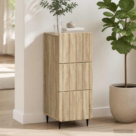 Armoire à 3 tiroirs en bois d’ingénierie chêne sonoma 33 x 34,5 x 92 cm - PANGIVO (1/5)