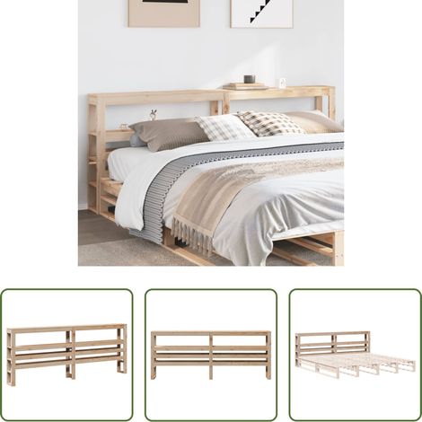 vidaXL Cabecero de cama con estantes madera maciza de pino 180 cm (1/5)
