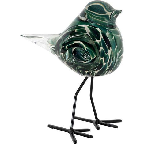 Décoration verre moineau Serin émeraude 7x15x12cm (1/3)