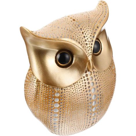 Hibou statue décoration métal doré hibou figurine étagère décoration décoration animal maison bureau bureau résine ornements fée jardin décoration or (1/5)