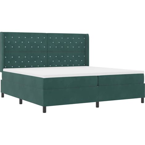 Box Spring Bed with Mattress Dark Green 200 x 200 cm Velvet vidaXL (1/5)