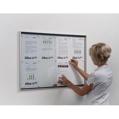 Vitrine à porte coulissante 8 x DIN A4 B920xH674mm Cadre avec coin intérieur (1/4)