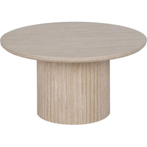 Table basse THYMORIA ronde pierre beige 70 cm pied cannelé