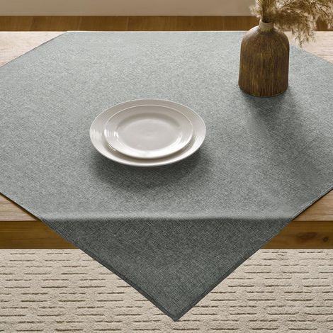 Nappe 100x100 cm Gris lavable aspect lin pour jardin & fête