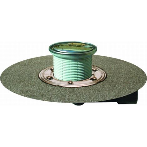 Scarico terrazzi e balconi DN50/75, antiodore antiriflusso antigelo, foglio bitumato saldato, griglia rotonda d 131mm/ d 112mm