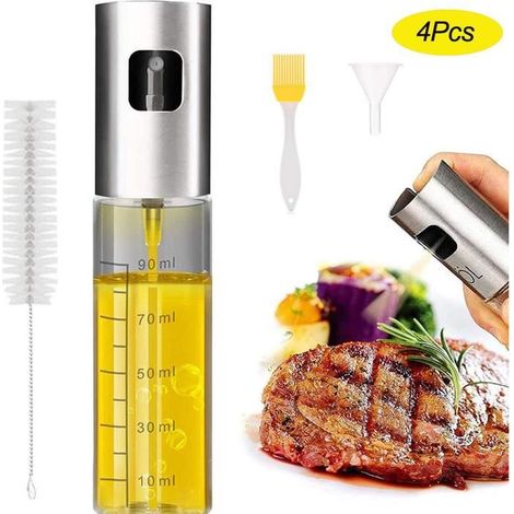 4Pcs Gesentur Vaporisateur Huile Pulvérisateur d'Huile 100ml Spray Huile d'olive avec Brosse,Pour cuisine,barbecue,salade,pâtisserie (1/4)
