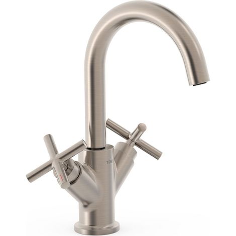 TRES 28310301AC MONT BLANC Grifo Bimando Lavabo Color Acero - ref: 28310301AC