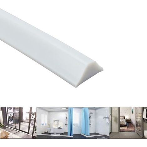 Joint Douche,Bande imperméable Pliable de Silicone,2m obturateur de Barrage d'eau de seuil de Douche,barrière Anti-inondation,Blanc (1/4)