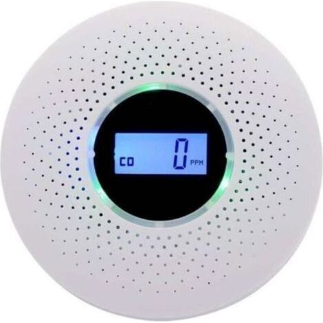 Détecteur de fumée,Détecteur combiné de fumée et de monoxyde de carbone, alarme composite avec avertissement sonore et affichage numérique alimenté par batterie (1/4)