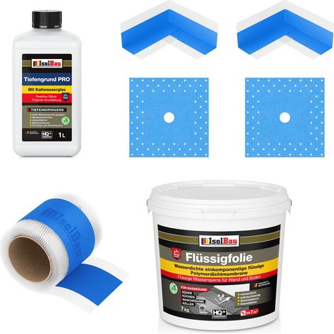 Dichtset Dusche Flüssigfolie 7 kg Abdichtset Bad Dichtband Duschelement Set (1/5)