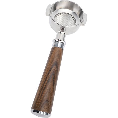 58-mm-Siebträger ohne Boden, Einzelportion, Edelstahl, stabiler Holzgriff, Modell A, schwarzes Rosenholz (1/5)