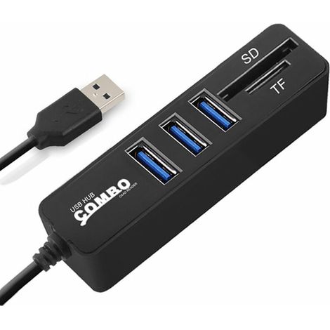 HSD5 USB Hub Combo Splitter 3/6 Ports En Option USB 2.0 Haute Vitesse Mini 2 En 1 SD TF Carte Lecteur pour Ordinateur Portable (1/5)
