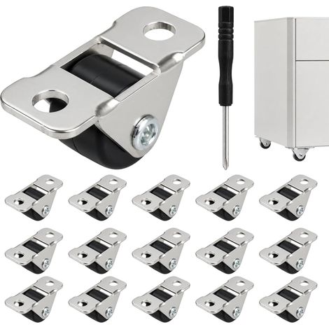 16 Mini Roulettes pour Meubles, Petite Roulette Fixe 12 mm, Vis Non Incluses (1/5)