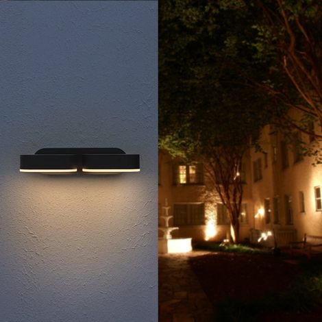 Silamp – Applique murale double noire LED 12W IP54 orientable ovale – Aluminium pour dissipation chaleur – 110 lumen/W – Éclairage intérieur et extérieur