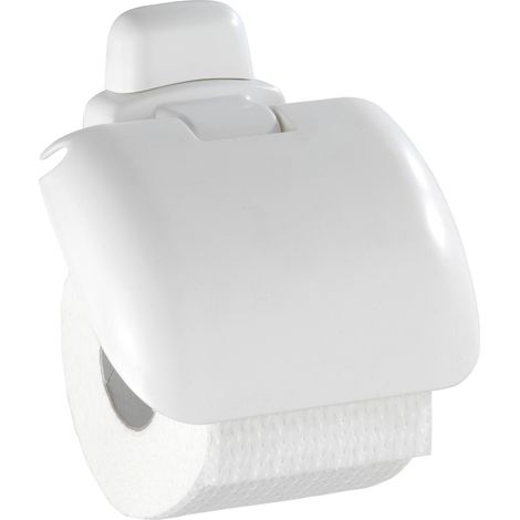 WENKO Toilettenpapierhalter Pure mit Deckel, Weiß, Kunststoff (ABS) weiß