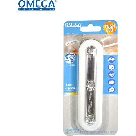 LAMPADA PUSH 3 LED OVALE ON/OFF 0.6W 15LUMEN 6500K COLORE BIANCO (1/2)