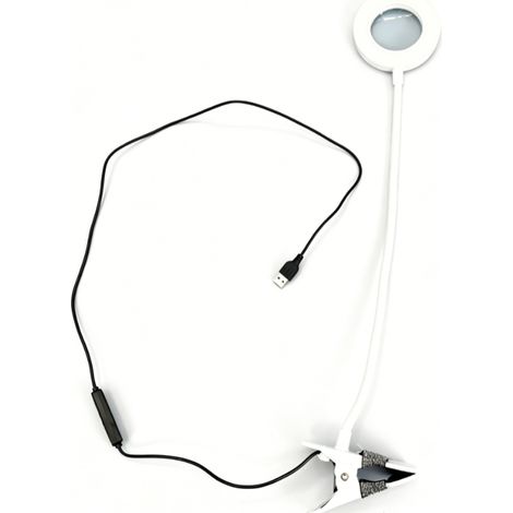 Weiße USB-Tischlupenleuchte mit flexiblem Clip - Weiße USB-Tischlupenleuchte mit flexiblem Clip (1/5)