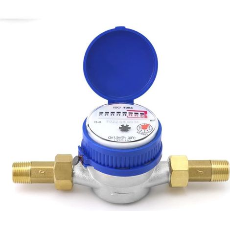 Compteur Eau Froide 1/2", Compteur d'eau Jardin Connecté Debitmetre Eau, 15mm Compteur d'eau DéBit Compteurs D Eau Robinet E Tuyau Arrosage avec Kit De Raccordement pour Jardin Et Maison (1/5)