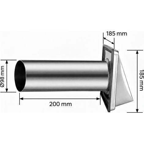 Capot d'évacuation mural extérieur 100 mm L200 mm en acier inoxydable 304 avec grille anti-insectes 4 100mm 21 × 21 × 17,3 cm 700 g – Livraison gratuite