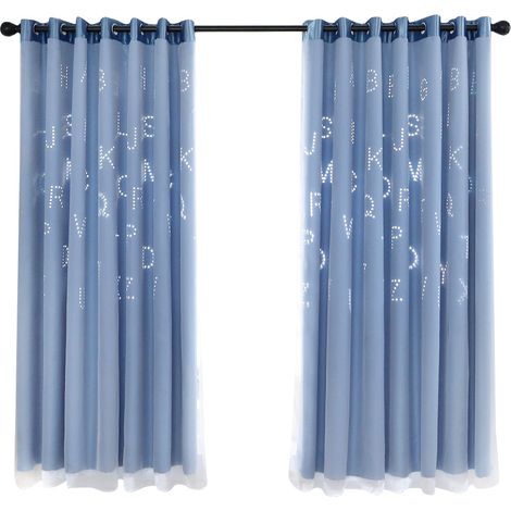 Rideau Occultant Double Épaisseur - Blocage Lumière 70 à 90 % - Pour Chambre À Coucher Salon Salle À Manger - Bleu (1/5)