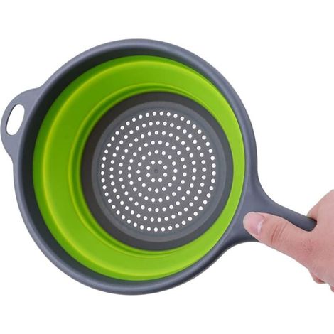 Colador plegable con asa, resistente al calor hasta 70 °C (158 °F), color verde - Fei Yu (1/5)