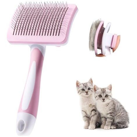 (Rose)Brosse Autonettoyante Pour Animaux de Compagnie,Brosse Pour Poils Longs et Courts,Pour Chiens Chats Eliminer Efficacement des Tomentose Sous-poil Tangles (1/5)